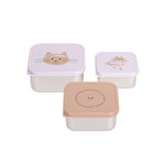 Set de 3 boîtes à snacks en acier inoxydable Lässig - Tiny Team Chat