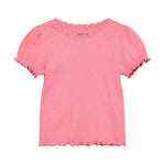 T-shirt côtelé à manches courtes – Doux & extensible – Rose