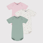Petit Bateau | Ensemble de bodies en coton ajouré à manches courtes et imprimé fleuri