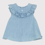 Petit Bateau | Blouse bébé sans manches en chambray brodé en coton