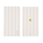 Zusss Serviettes rectangulaires à rayures et cœurs - Blanc/Rose