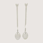Set de 2 longues cuillères cœur - argent