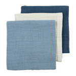 Meyco Langes hydrophiles prélavés 70x70cm - lot de 3 - Naturel/Bleu jean/Indigo