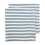 Meyco Langs en coton hydrophile prélavés 70x70cm - lot de 2 - Fat Stripe Jeans Blue