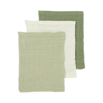 Lot de 3 gants de toilette hydrophiles Meyco prélavés - Naturel/Olive doux/Vert olive