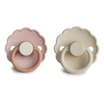 Frigg tétine Daisy Blooming en silicone, lot de 2, 6-18 mois - Biscuit/Crème