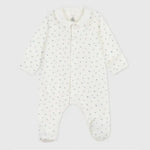 Petit Bateau Pyjama bébé en velours avec col et imprimé cœurs