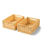 Boîte de rangement Liewood Weston, petite, lot de 2 - jaune citron
