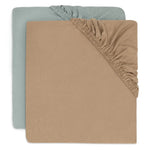 Jollein - Drap-housse en jersey 60x120cm - lot de 2 - Vert d’eau / Biscuit