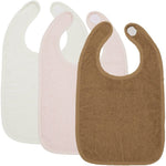 Meyco Lot de 3 bavoirs en tissu éponge - Blanc cassé/Rose poudré/Toffee