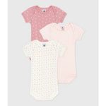 Petit Bateau Lot de 3 bodies en coton à manches courtes et imprimé cœurs