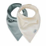 Jollein bavoir bandana - velours côtelé vert d’eau / ivoire, lot de 2