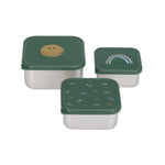 Set de 3 boîtes à snacks inoxydables - Smile green