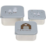 Lässig Set de 3 boîtes à goûter en acier inoxydable - Tiny Farmer Blue