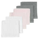 Meyco lingettes pour la bouche 30 x 30 cm lot de 6 en tissu éponge blanc/rose/gris