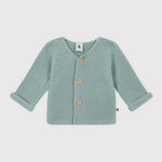 Petit Bateau | Cardigan unisexe en maille pour bébé, point côtelé - Sage