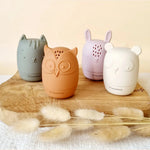 Lot de 4 jouets de bain en silicone - Tons terreux