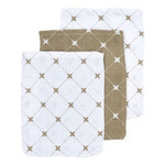 Lot de 3 gants de toilette «LOUIS» taupe-blanc
