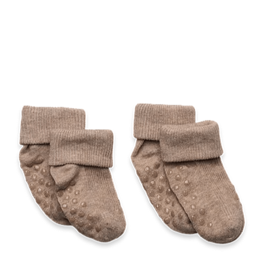 Minymo lot de 2 chaussettes bébé antidérapantes - sable