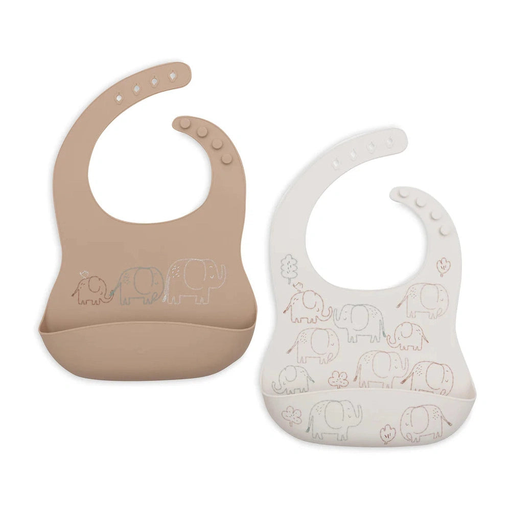 Jollein bavoir en silicone - Elephant Tales - 2 pièces