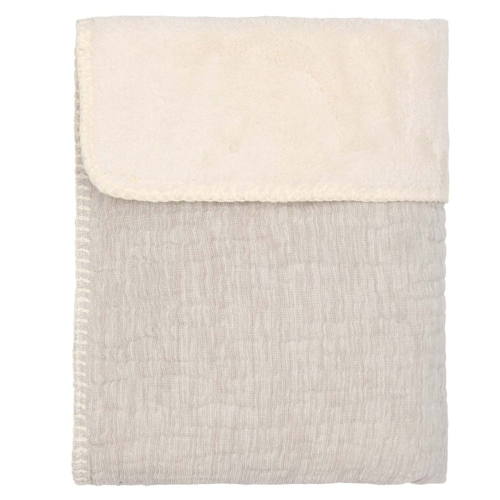 Koeka Couverture de berceau Teddy Rivoli - Stone | Petite couverture de berceau 100x75 cm