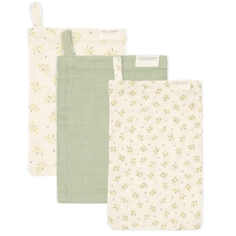 Set de gants de toilette hydrophiles Little Dutch Blueberry Leaves/Sauge