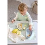 LÄSSIG Service de vaisselle en silicone compartimenté – service de vaisselle pour enfants en forme d’arc-en-ciel Happy Fruits Lemon