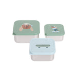 Lässig Set de boîtes à snacks en acier inoxydable 3 pièces - Tiny Team Chien