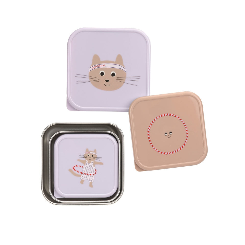 Set de 3 boîtes à goûter en acier inoxydable Lässig - Tiny Team Chat