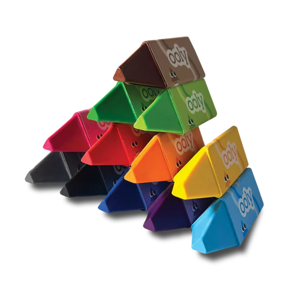 Ooly Craies triangulaires jumbo joyeuses | lot de 12