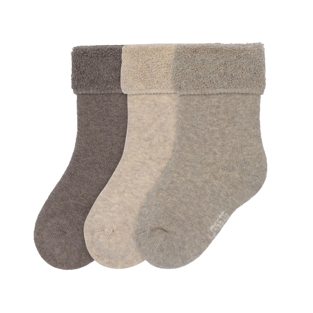 Lot de 3 chaussettes en éponge Lässig GOTS - marron beige