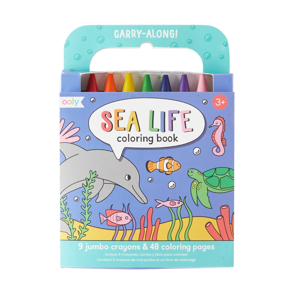 Ooly Livret de coloriage à emporter avec crayons - Vie marine