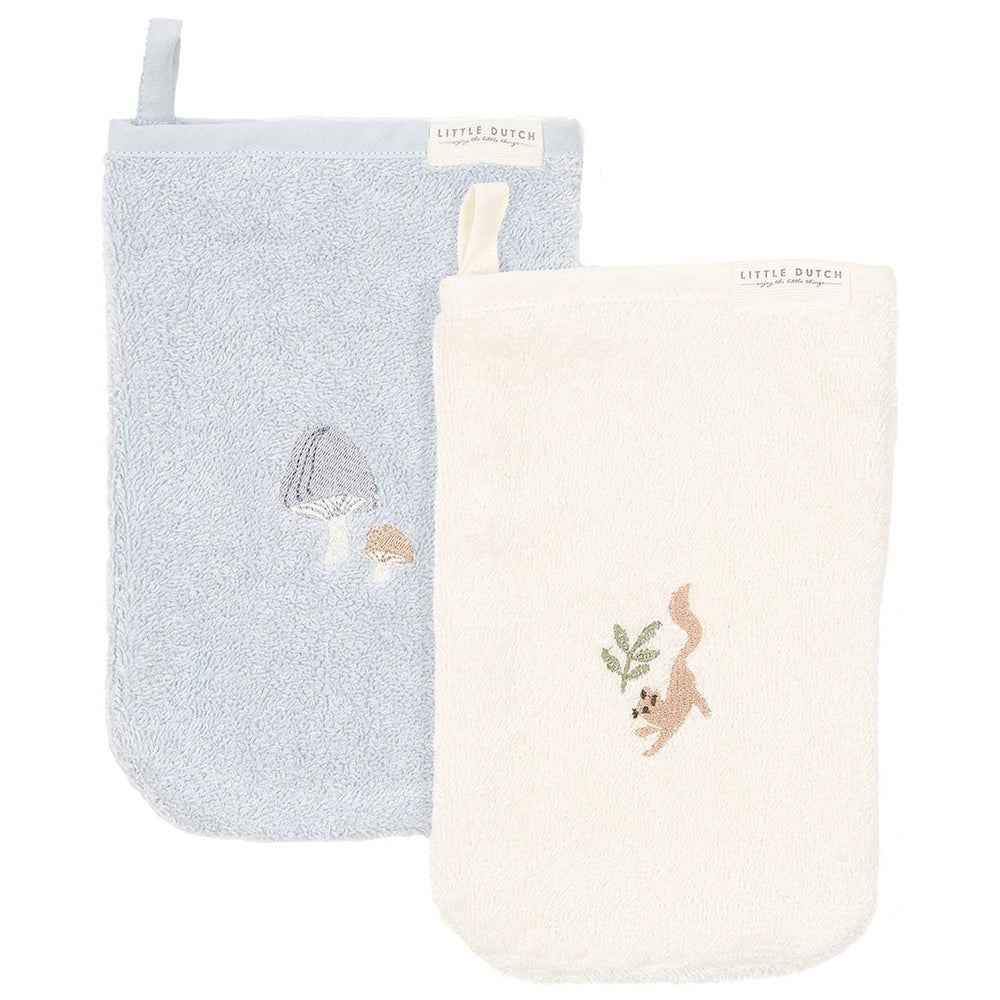 Little Dutch Lot de gants de toilette Bleu/Blanc doux