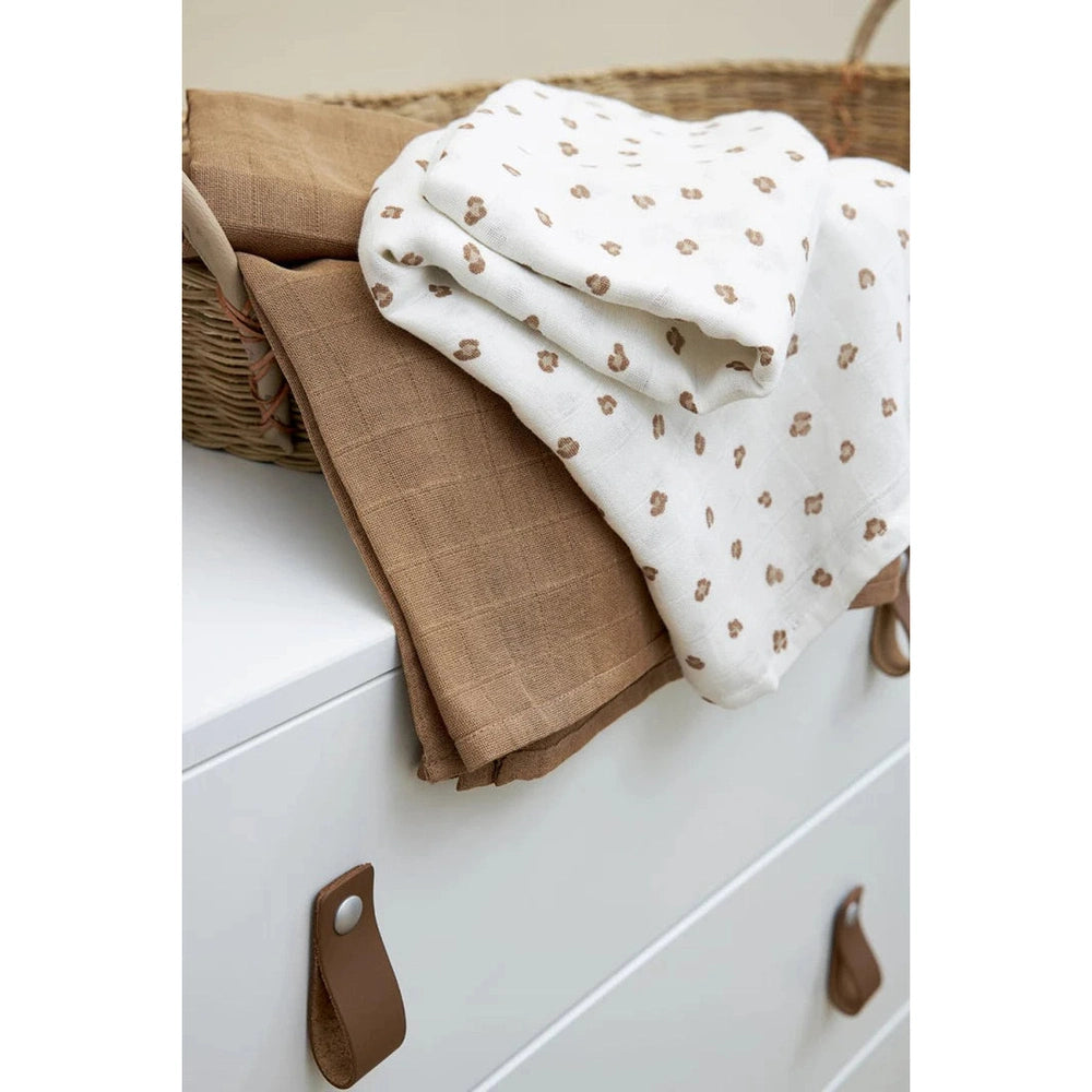 Meyco 3 Langes de bouche hydrophiles / langes tétra en coton 30X30 - Mini Panther Toffee