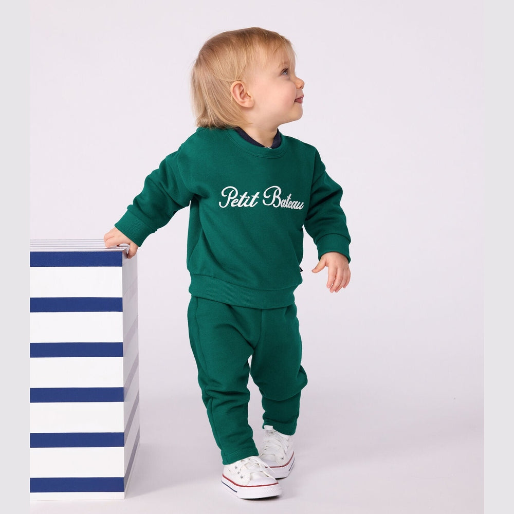 Petit Bateau Sweat en coton avec broderie - Vert