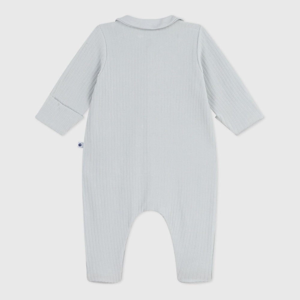 Petit Bateau Pyjama bébé en velours uni avec col et cœur brodé