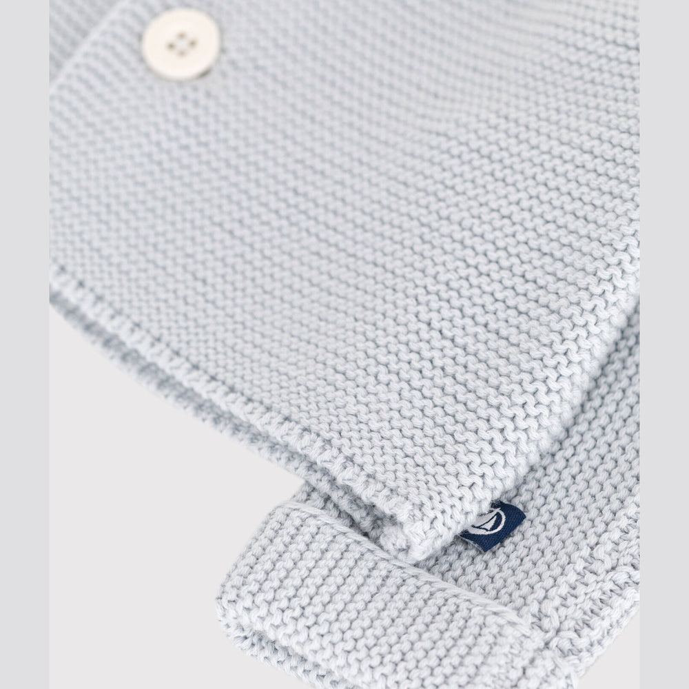 Petit Bateau Gilet en coton tricoté en point côtelé pour bébé - bleu clair