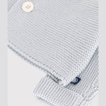 Petit Bateau Gilet en coton tricoté en point côtelé pour bébé - bleu clair