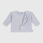Petit Bateau Gilet en coton tricoté en point côtelé pour bébés - bleu clair