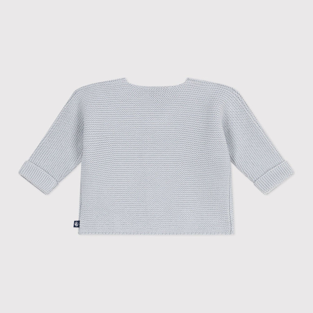 Petit Bateau Gilet en coton tricoté en point de côtes pour bébés - bleu clair