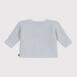 Petit Bateau Gilet en coton tricoté en point de côtes pour bébés - bleu clair