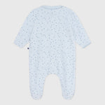 Petit Bateau Pyjama bébé en velours avec col et étoiles - bleu