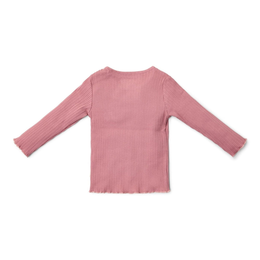 T-shirt à manches longues en coton bio - Flower/Rouge