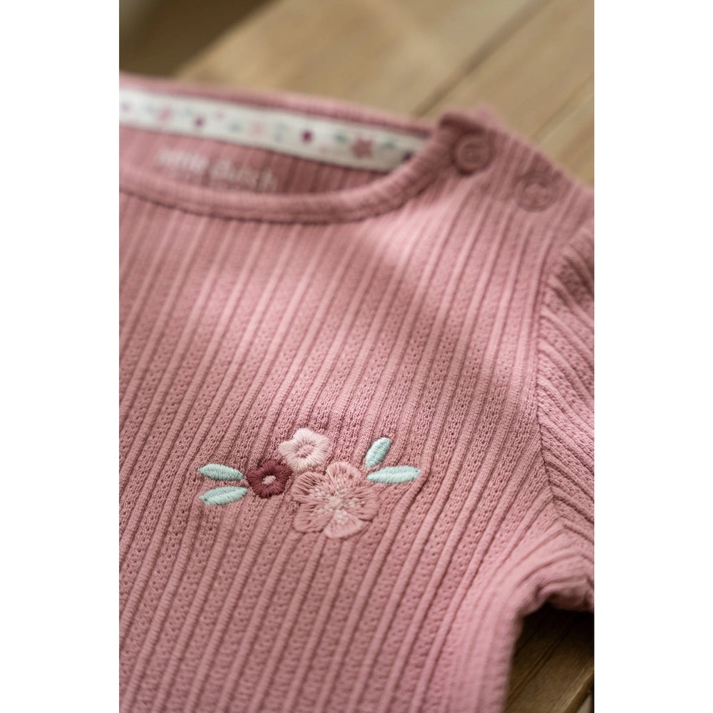 Little Dutch T-shirt à manches longues en coton bio - Flower/Rouge