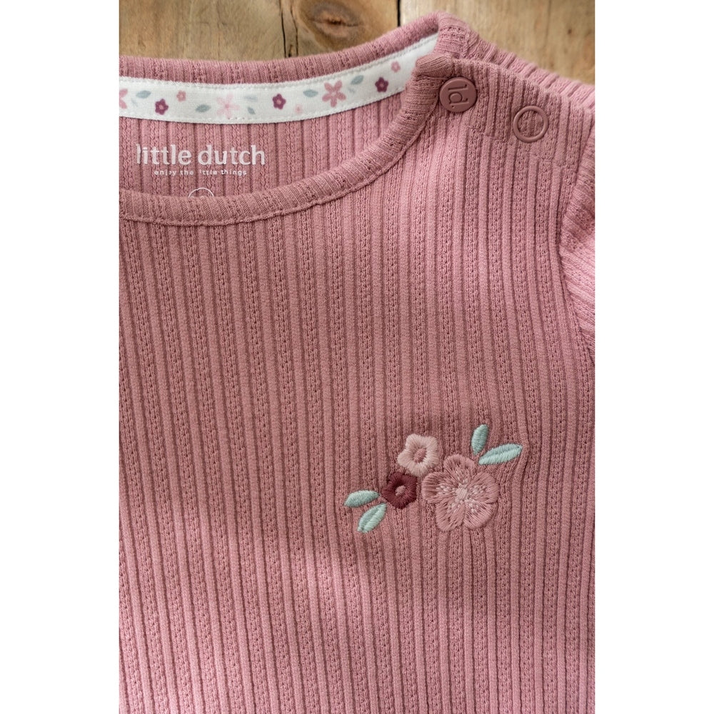 Little Dutch T-shirt à manches longues en coton bio - Flower/Rouge
