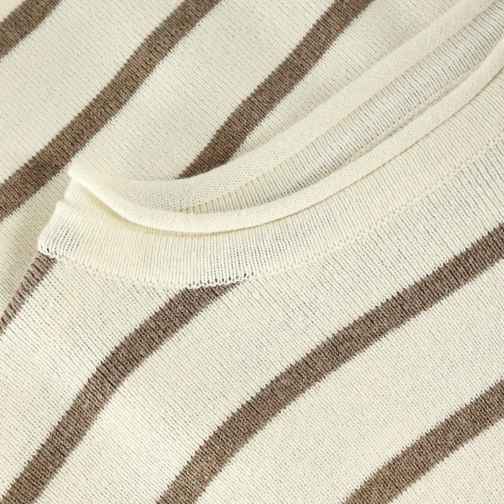 Huttelihut Pull en maille à rayures – pull confortable pour enfant – marron