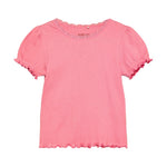 Huttelihut T-shirt Geribd à manches courtes – doux & extensible – rose