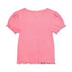 T-shirt Huttelihut à manches courtes côtelé – doux et extensible – rose