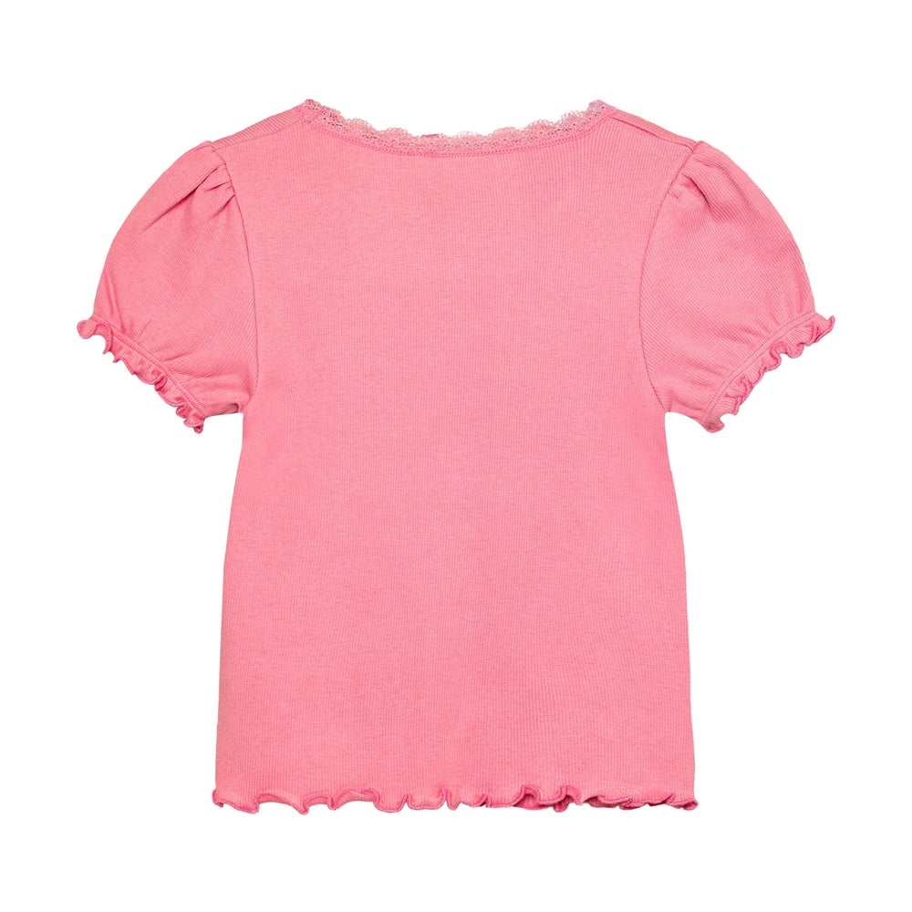 T-shirt Huttelihut à manches courtes côtelé – doux et extensible – rose