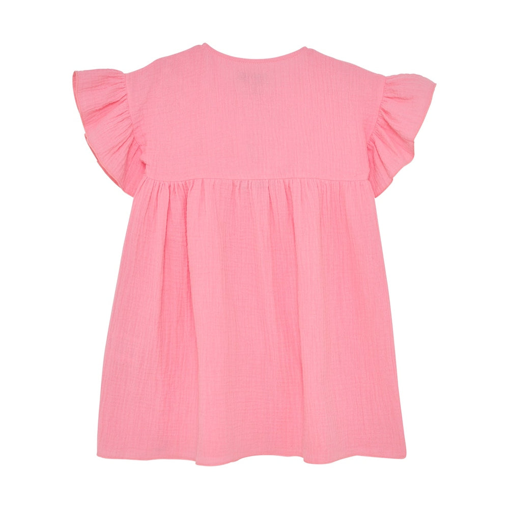 Huttelihut Robe en mousseline à manches courtes – robe enfant légère – rose